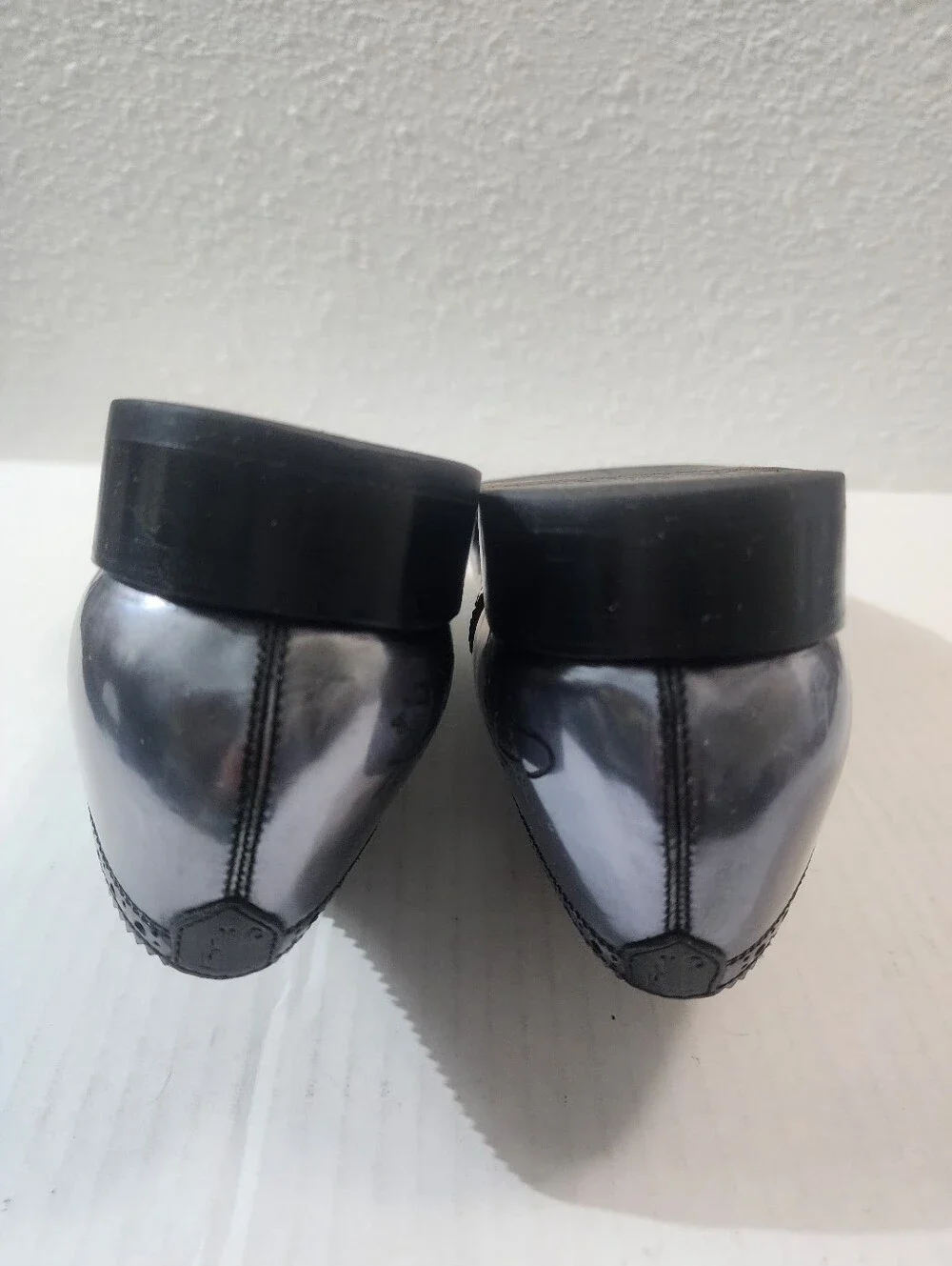 John Fluevog Brandenburg Metallic Black Leather Dress Brogue Oxford Shoes 11